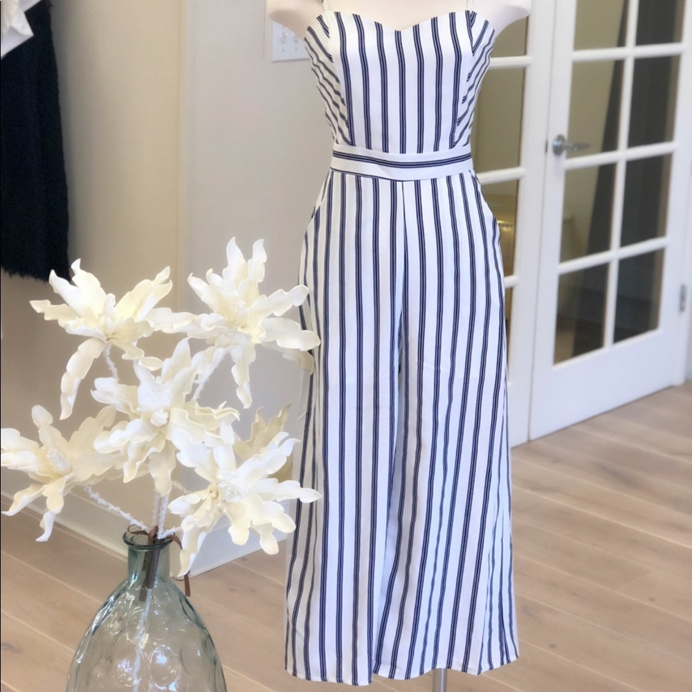 Cropped stripe jumpsuit